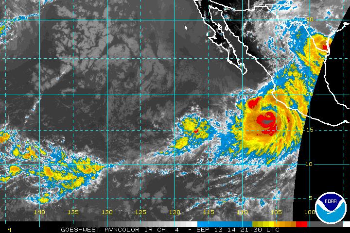 Hurricane Odile strengthens off Cabo